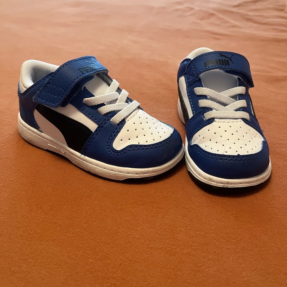 Puma Kids Blue, White & Black Low-Top Sneakers
